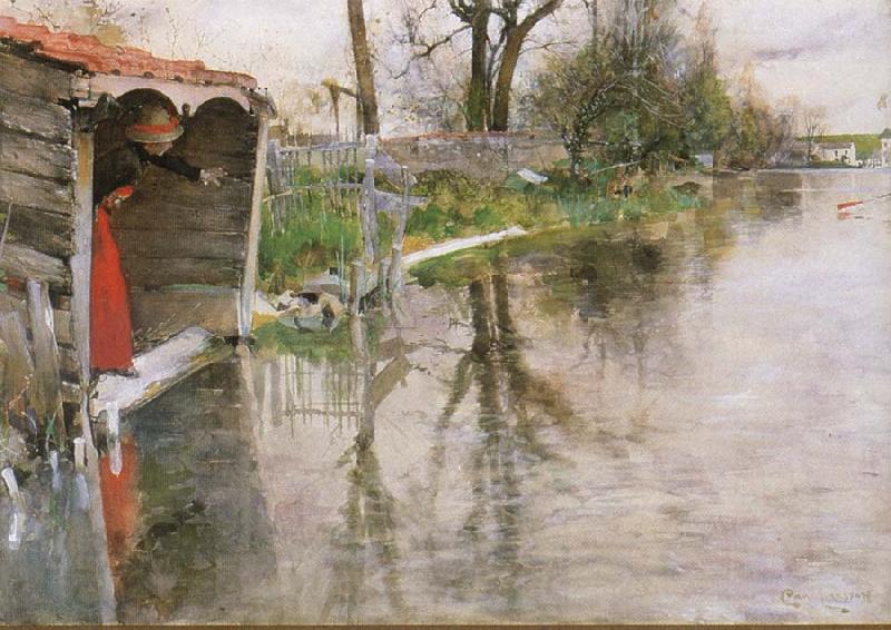 Carl Larsson By the River Loing oil painting picture